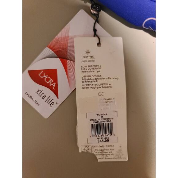 NWT  CALIA jeweled indigo swim bikini top - xs - Picture 3 of 4